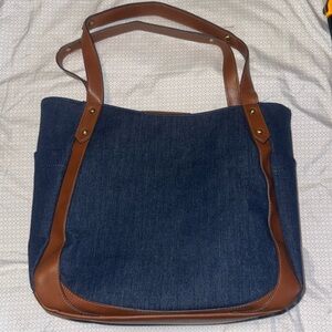 Stylish Blue and Brown Women's Bag